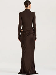 Brown long-sleeve gown on a white background
