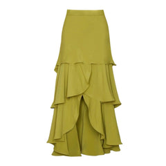 Green Ruched Bodice Swimsuit and Ruffled Skirt Set