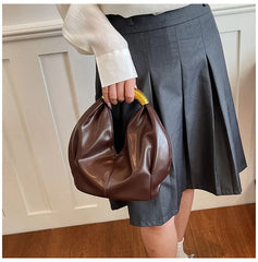 Metal Handle Soft PU Dumpling Shoulder Bag