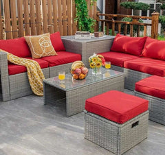 Rattan Furniture Set With Waterproof Cover Cushion