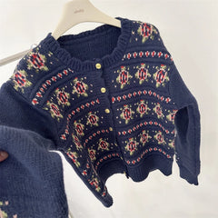 Long Sleeve Round Neck Patterned Sweater