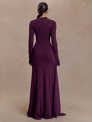Turtleneck Draped Long Sleeve Maxi Dress