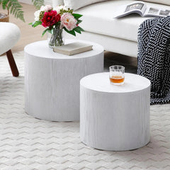 Walnut Wooden Circle Accent Tables for Living Room