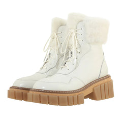 Women Ankle Boots Cowhide and Wool Snow Boots