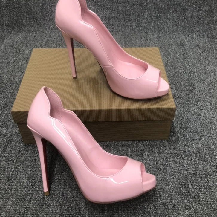 Pointed High Heels Pink Fish Mouth One-strappy Sandals