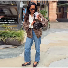 Plaid Knit Button Front Coat