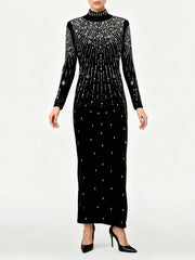 Slim silhouette occasion dress with subtle sequin effect
