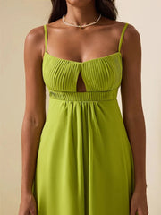 Square Neck Keyhole Maxi Dress