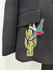 Black Beaded Embroidered Blazer and Trousers Suit