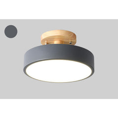 LED ceiling Lamp Round Metal Rubber Wood Interior Light