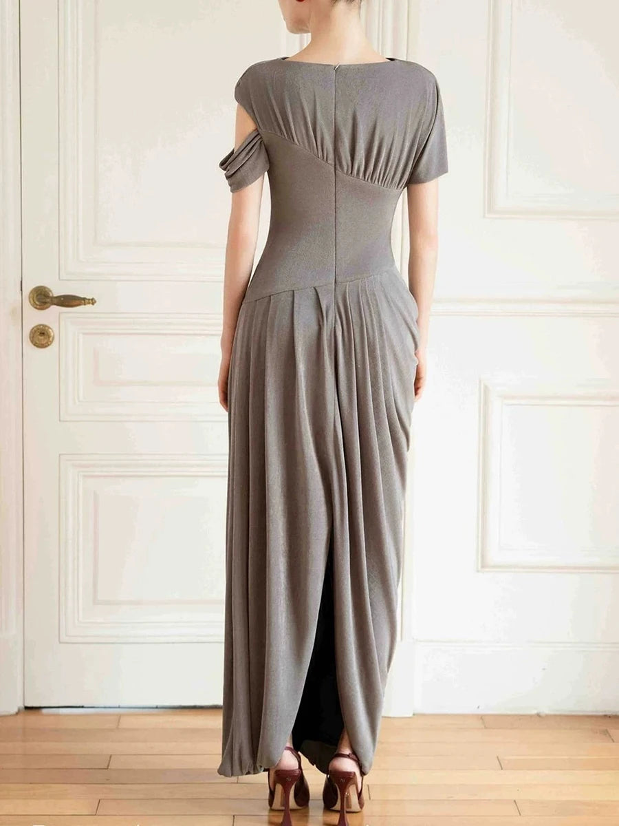 Back View of Draped Maxi Dress