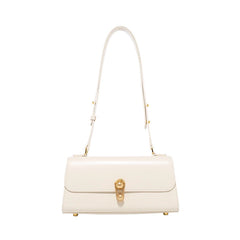 Structured Leather Shoulder Bag with Metal Clasp