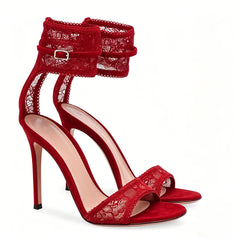 Lace Ankle Strap Stiletto Heels