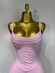 Ribbed Strap Bandage Mini Dress