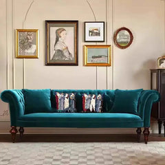 Modern luxury couch with flannel fabric and wood legs
