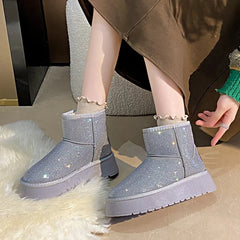 Suede Rhinestone Anti-slip Wear-resistant Short Boots