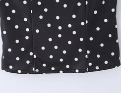 Black Polka Dot Lace Trim Strap Top
