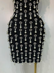 Strapless Pearl Embellished Bodycon Mini Dress