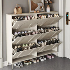 Cream Ultra Thin Shoe Cabinet Organizers Hallway Cabinets