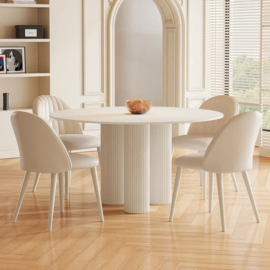 White Small Round Dining Table Set Restaurant Office Coffee Tables