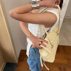 Yellow Large Quilted Satchel Shoulder Bag