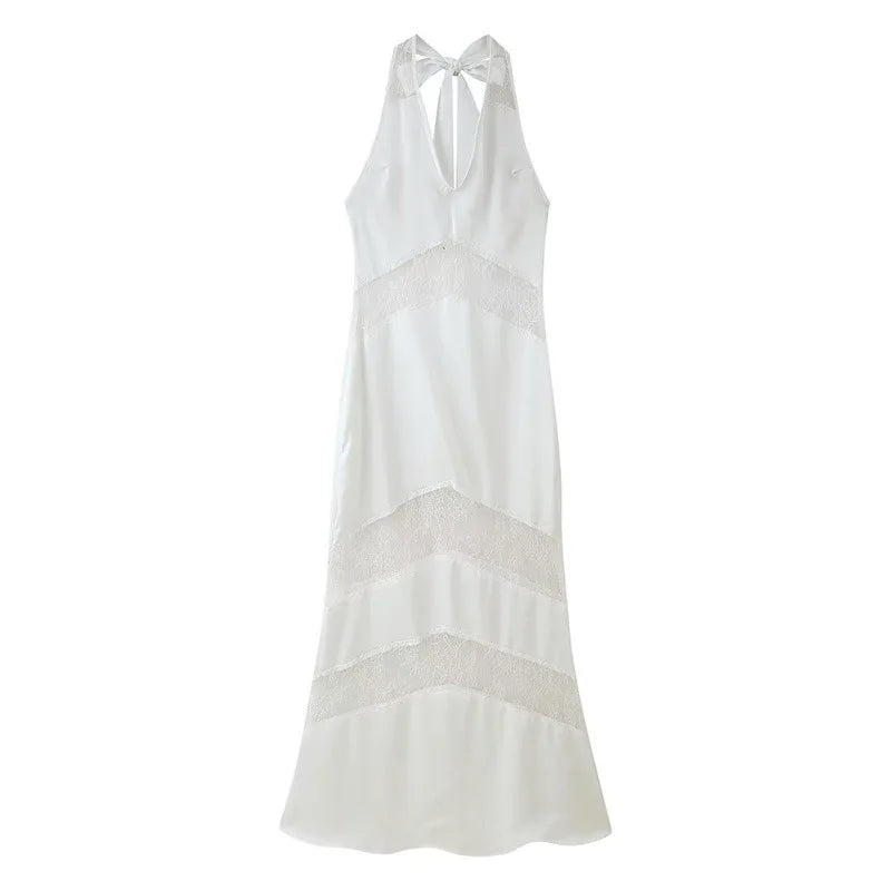 White dress with a halter neck design 