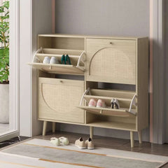 4 Drawers Storage Cabinet Rattan Shoe Rack