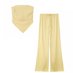 Polka Dot Tube Top and Wide Leg Pants Set