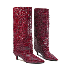 Kitten Heel Crocodile Pattern Boots