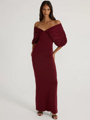 Draped Off-Shoulder Maxi Dress
