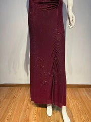 High Neck Cut-out Sequin Mid-Calf Dress