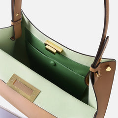 Top Handle Leather Trapezoid Bag