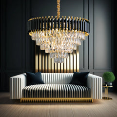 Crystal Chandeliers LED Pendant Ceiling Light Fixture for Living Room. Golden Atelier 4