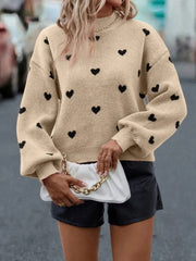 Love Pattern Loose Fit Women's Knitwear Pullover Streetwear