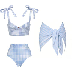 Gingham Bikini and Skirt Beachwear Set