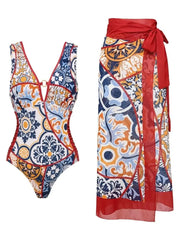 Majolica Tile Pattern Halterneck Bikini Set