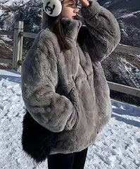 Plush Furry Thick Hooded Women Jacket