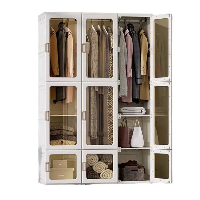 Wooden Organizer Storage Closet Child Bedroom Folding Wardrobe