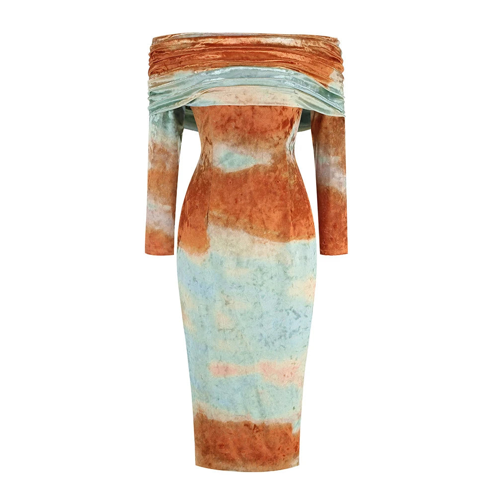 Multicolored dress with long sleeves 