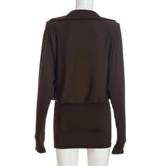 Cowl Neck Long Sleeve Mini Dress