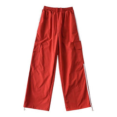 Striped Tracksuit Loose Red Joggers Sports Trouser Set