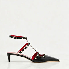 Riveted Square Toe Stiletto Heels