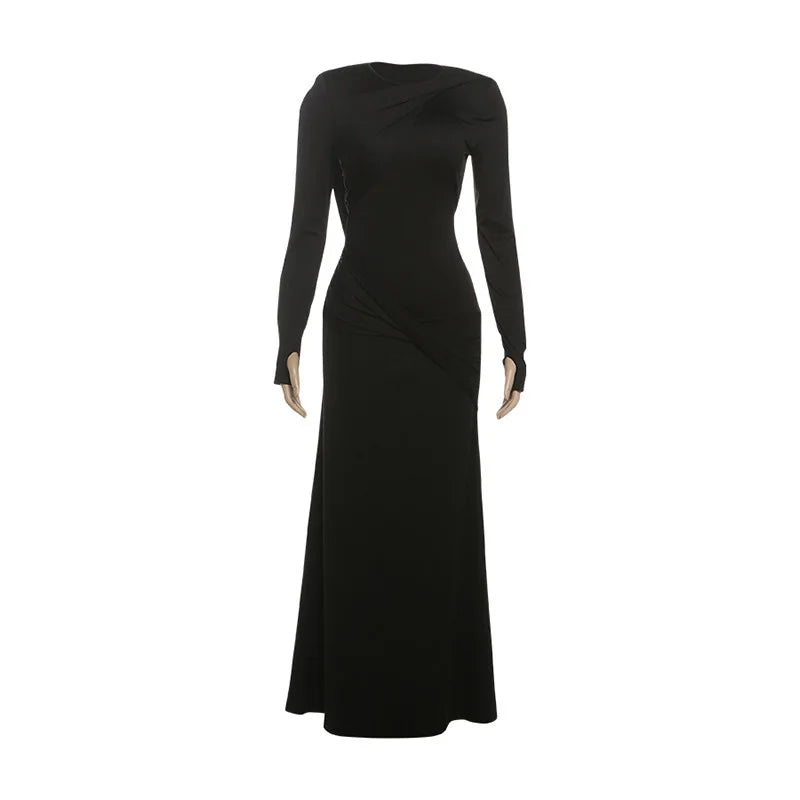 Black evening gown with long sleeves 