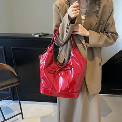 Red PU Leather Shoulder Bags for Women