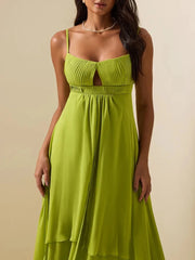 Square Neck Keyhole Maxi Dress