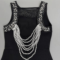 Pearl Chain Backless Sleeveless Maxi Dress
