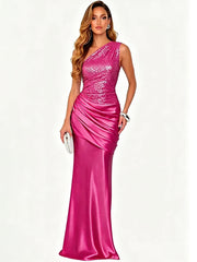 One Shoulder Sequin Maxi Dress