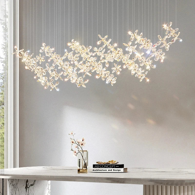 Crystal LED Chandelier Flower Shaped Decorative Lighting Fixture