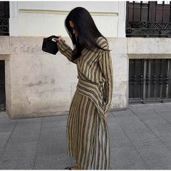 Striped V-Neck Maxi Dress