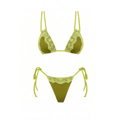 Contrast Trim Lace Two-Piece Swimwear Set
